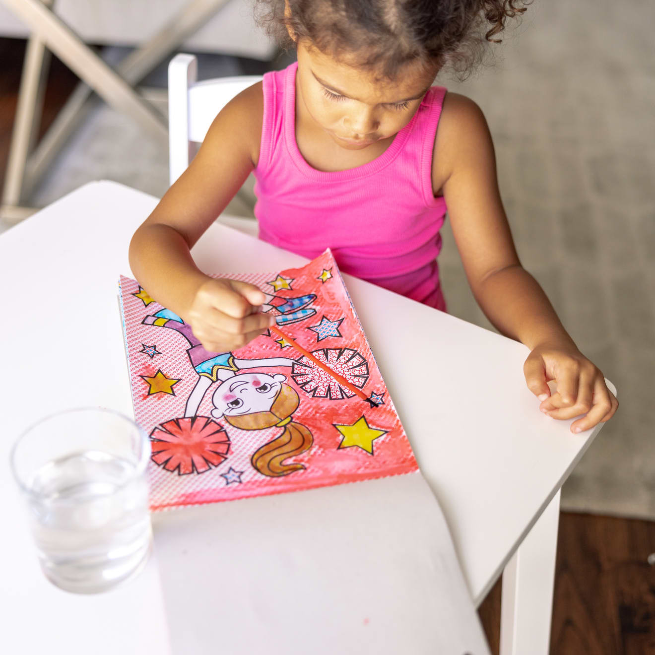 My First Paint With Water Kids' Art Pad With Paintbrush - Cheerleaders. Flowers. Fairies. and More - Image 2